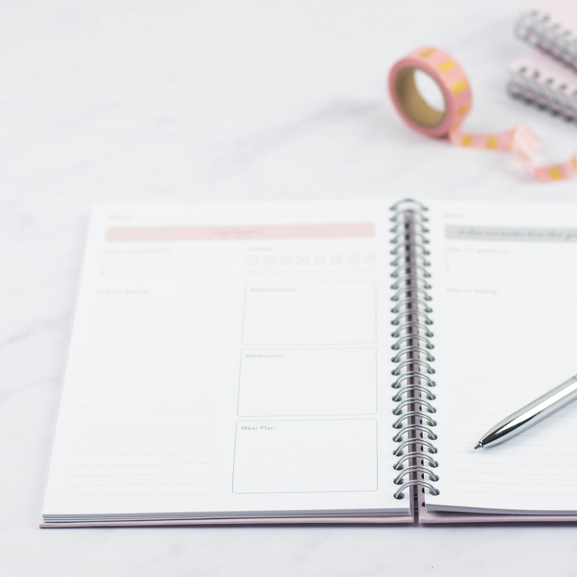 A close up of the IVF Planner by Nothing But Lovely showing the meal plan area on a daily page.