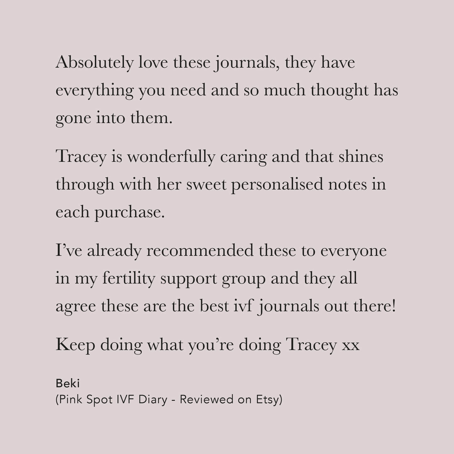 customer review pink spot ivf diary