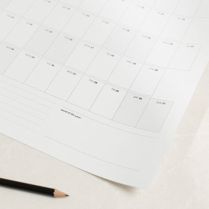 Close up of the area for a word of the year or focus word on the A1 Wall Planner by Nothing But Lovely